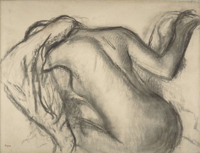 Na het bad, vrouw droogt haar haar door Edgar Degas