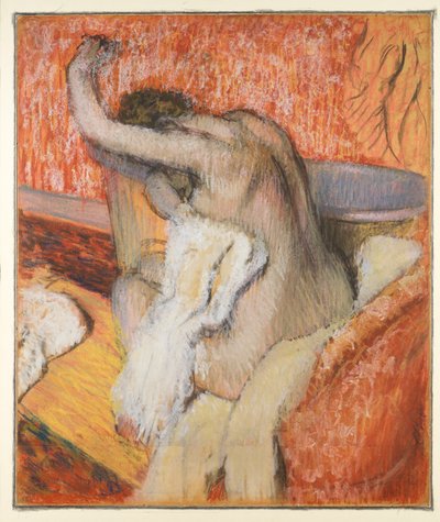 Na het bad - vrouw die zichzelf afdroogt, ca. 1895 door Edgar Degas
