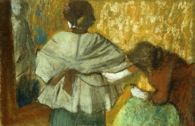 Bij de Naaister, de Paskamer door Edgar Degas