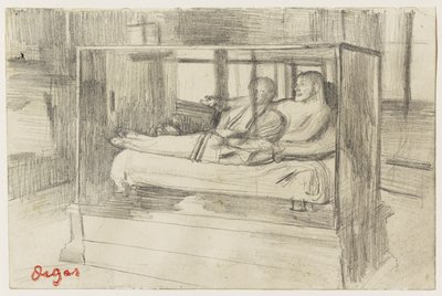 In het Louvre: De Etruskische sarcofaag, c.1879 door Edgar Degas