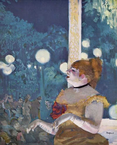 In het café-concert: La Chanson du chien door Edgar Degas