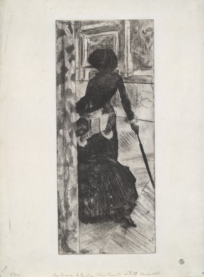 In het Louvre: La Peinture (Mary Cassatt), ca. 1879-80 door Edgar Degas