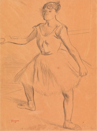 Ballerina staand aan een bar door Edgar Degas