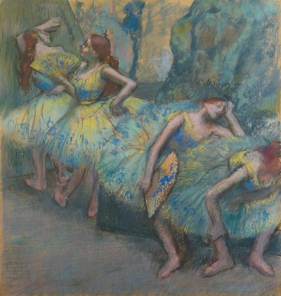 Balletdansers in de coulissen door Edgar Degas