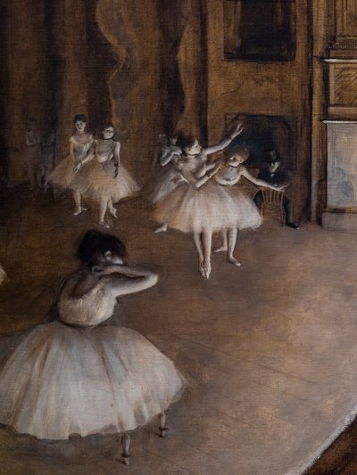 Balletrepetitie op het toneel (detail) door Edgar Degas