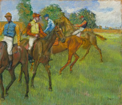 Voor de race door Edgar Degas