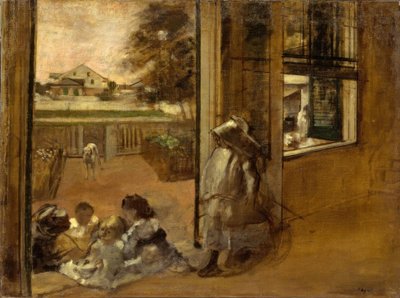 Binnenplaats van een huis (New Orleans) door Edgar Degas