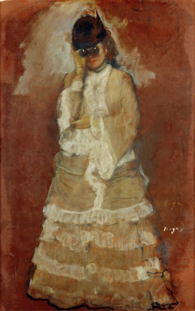 Dame met verrekijker door Edgar Degas