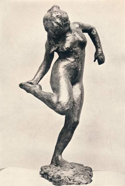 Danseres kijkt naar de zool van haar rechtervoet, ca. 1900 door Edgar Degas