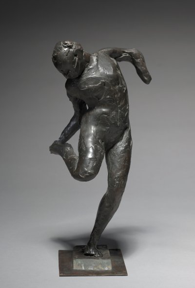 Danseres die naar de zool van haar rechtervoet kijkt, 1896-1897 door Edgar Degas