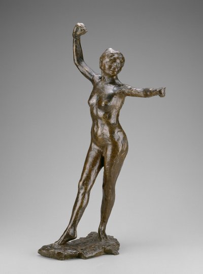 Danseres klaar om te dansen, rechtervoet naar voren door Edgar Degas