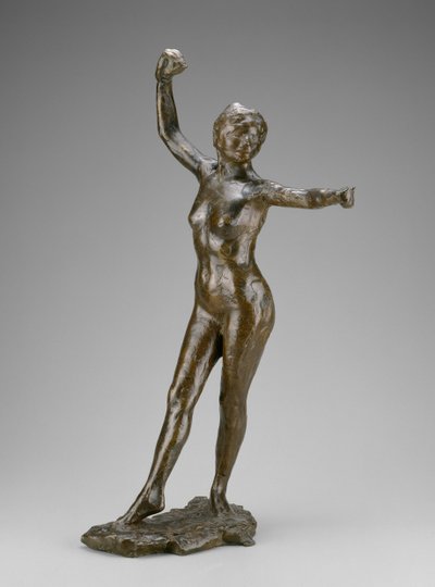 Dancer klaar om te dansen, rechtervoet naar voren, gemodelleerd 1882-1895 gegoten 1919-1921 door Edgar Degas