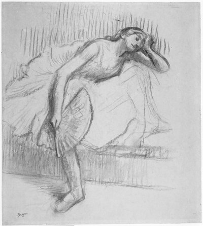 Danser Rustend met een Waaier door Edgar Degas