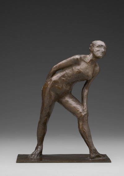 Danser wrijft over haar knie, bekend als Danser in de rol van Harlekijn (brons) door Edgar Degas