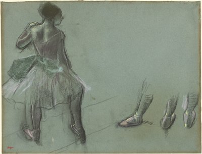 Dancer van Achteren Gezien en Drie Studies van Voeten door Edgar Degas