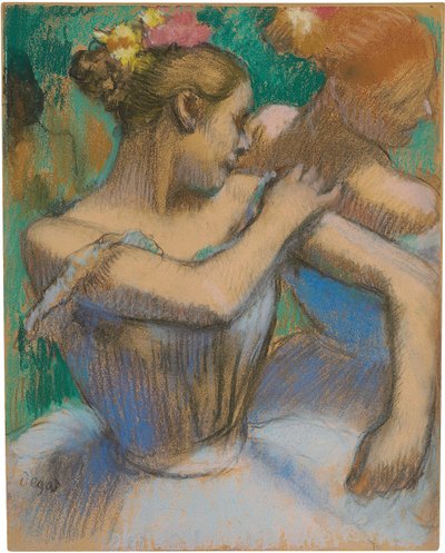 Dancer die haar schouder aanpast, ca. 1896-99 door Edgar Degas