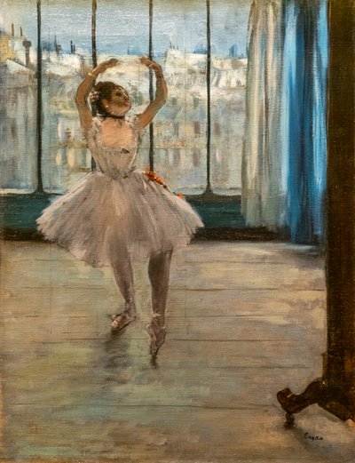 Danser poseert in het huis van een fotograaf (1874) door Edgar Degas