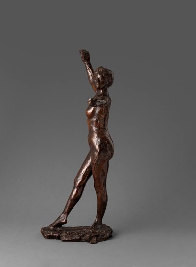Danser klaar om te dansen, rechtervoet naar voren door Edgar Degas