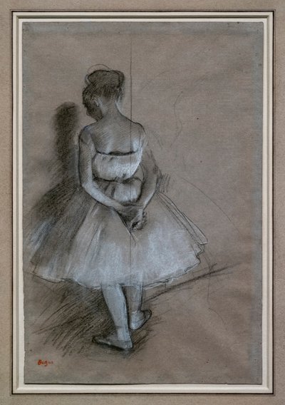 Staande danseres, handen gekruist achter haar rug door Edgar Degas