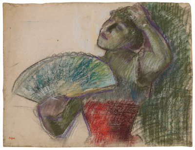 Danseres met een waaier door Edgar Degas