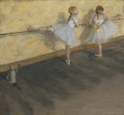 Dansers die Oefenen aan de Barre door Edgar Degas