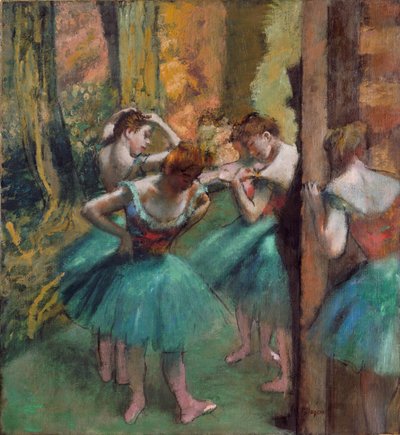 Dansers in Roze en Groen door Edgar Degas
