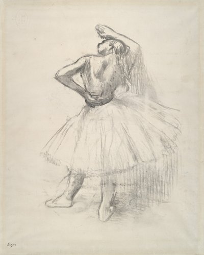 Staande danseres, rechterarm omhoog, ca. 1891 door Edgar Degas