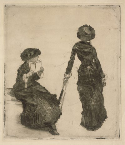 De schilderes Mary Cassatt in het Louvre, antiekencollectie door Edgar Degas