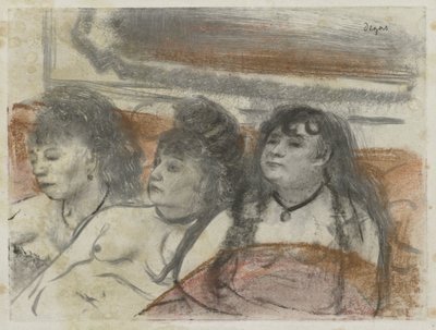 Drie vrouwen in een bordeel door Edgar Degas