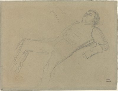 Gevallen jockey studie voor scène uit de steeplechase: De gevallen jockey, ca. 1866 door Edgar Degas