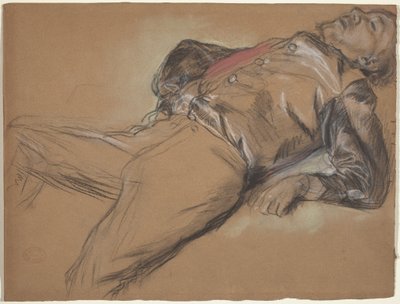 Gevallen jockey studie voor scène uit de steeplechase: De gevallen jockey, ca. 1866 door Edgar Degas