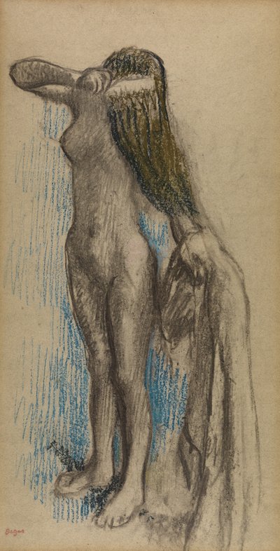 Vrouw die haar haar doet, c.1887-90 door Edgar Degas