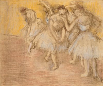 Vijf dansers op het podium, c.1906-08 door Edgar Degas