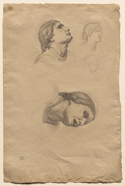 Vier studies van het hoofd van een jonge Italiaanse vrouw, 1856 door Edgar Degas