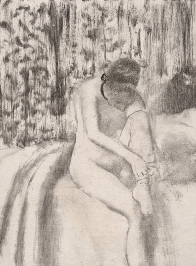 Meisje dat haar kousen aantrekt, 1876-77 door Edgar Degas