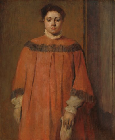 Meisje in rood door Edgar Degas