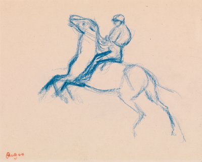 Jockey op paard door Edgar Degas