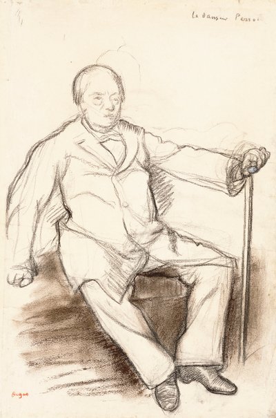 Jules Perrot, studie voor De Danser Perrot, zittend, c.1880 door Edgar Degas