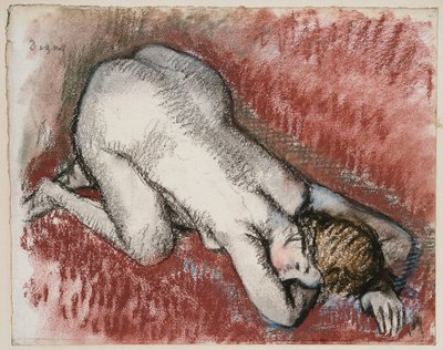 Knielende Naakte Vrouw door Edgar Degas