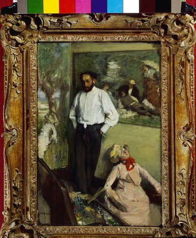 De man en de panter of Portret van Henri Michel Levy in zijn atelier 1879. Schilderij van Edgar Degas (1834-1917). Musee Calouste Gulbenkian, Lissabon, Portugal. door Edgar Degas