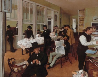 Het katoenbureau in New Orleans door Edgar Degas