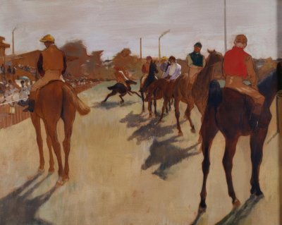 De parade, ook wel Paardenrennen voor de tribunes genoemd door Edgar Degas