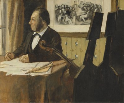 Louis-Marie Pilet, cellist in het orkest van de Parijse Opera, 1868-1869 door Edgar Degas