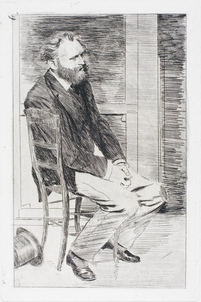 Manet zittend, naar rechts gedraaid door Edgar Degas