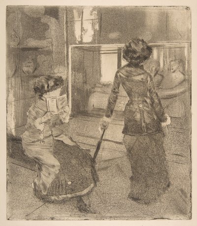 Mary Cassatt in het Louvre: De Etruskische galerij, 1879-80 door Edgar Degas