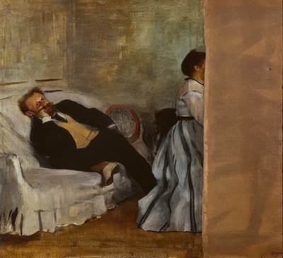 Monsieur en Madame Edouard Manet. 1868-69 door Edgar Degas