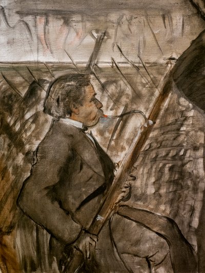 Muzikanten in het orkest (detail) door Edgar Degas