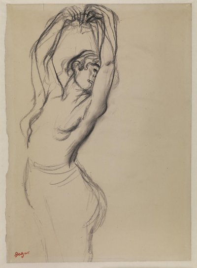 Naakte danseres met opgeheven armen door Edgar Degas