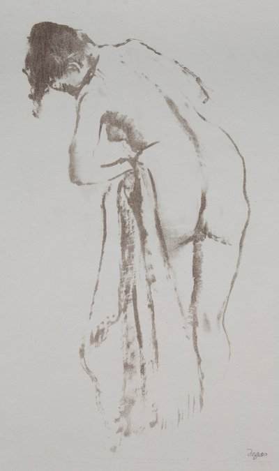 Naakte vrouw met handdoek, staand, 1891-92 door Edgar Degas