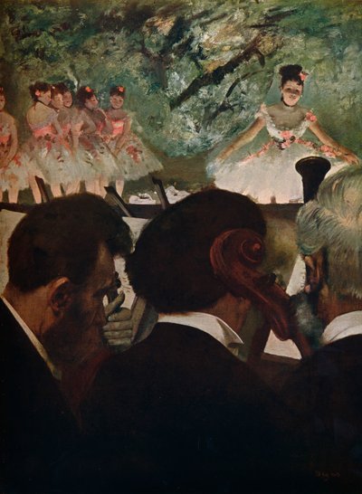 Orkestmuzikanten, ca. 1872 door Edgar Degas